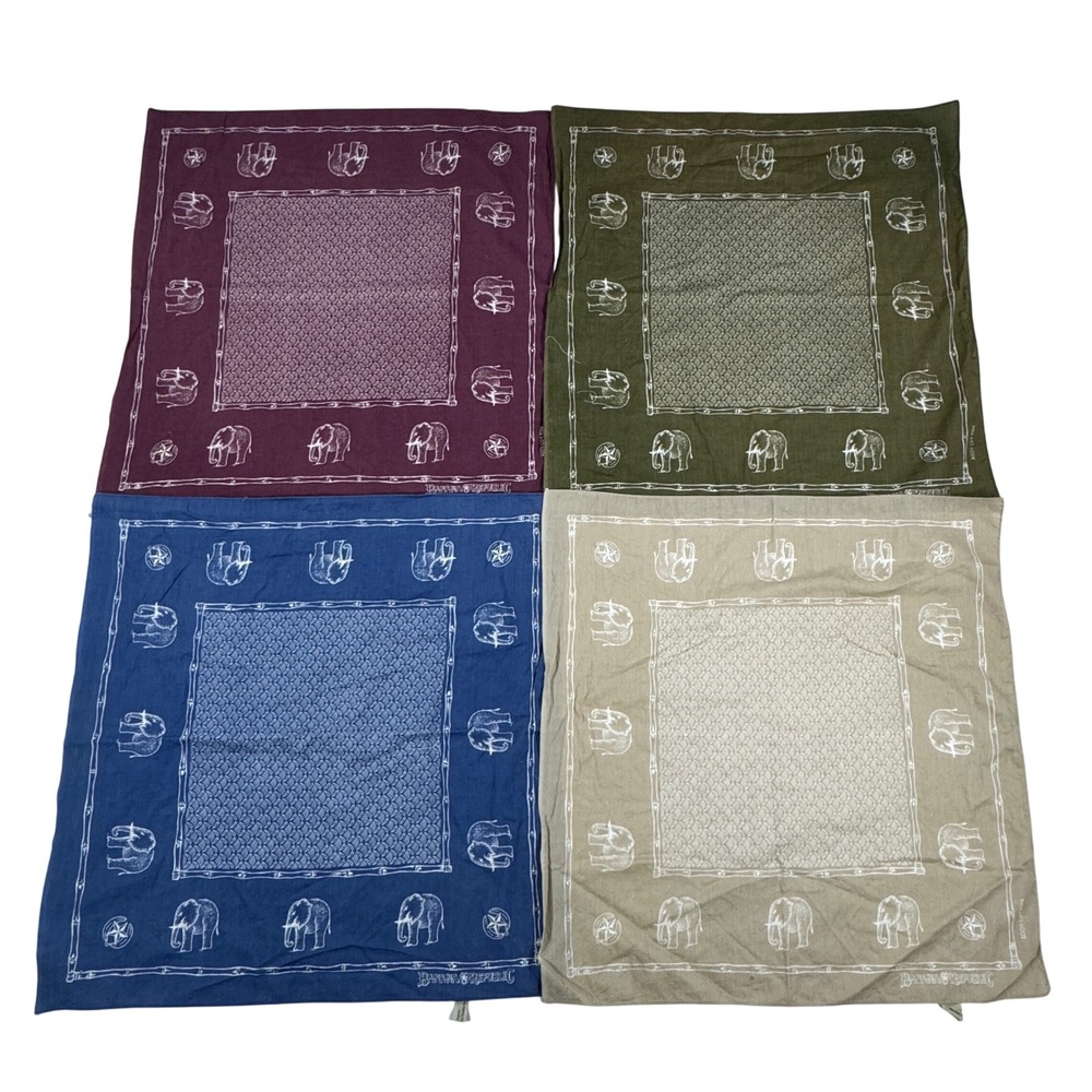 Rare Vintage Banana Republic Elephant Cotton Bandana Set 4pc Japan Safari Logo